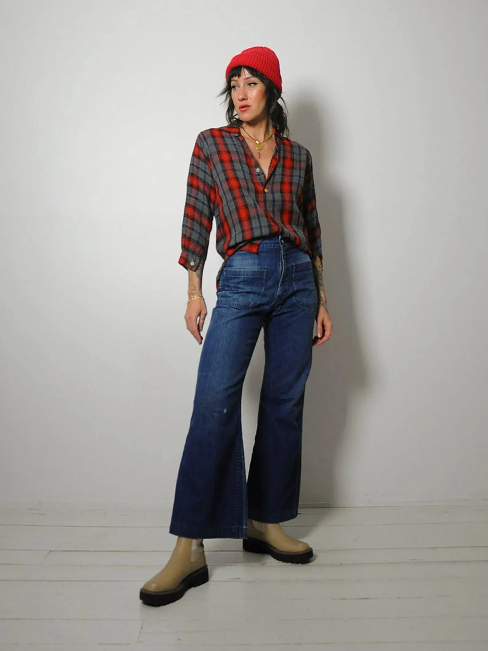 1940's Woven Tartan Plaid Shirt