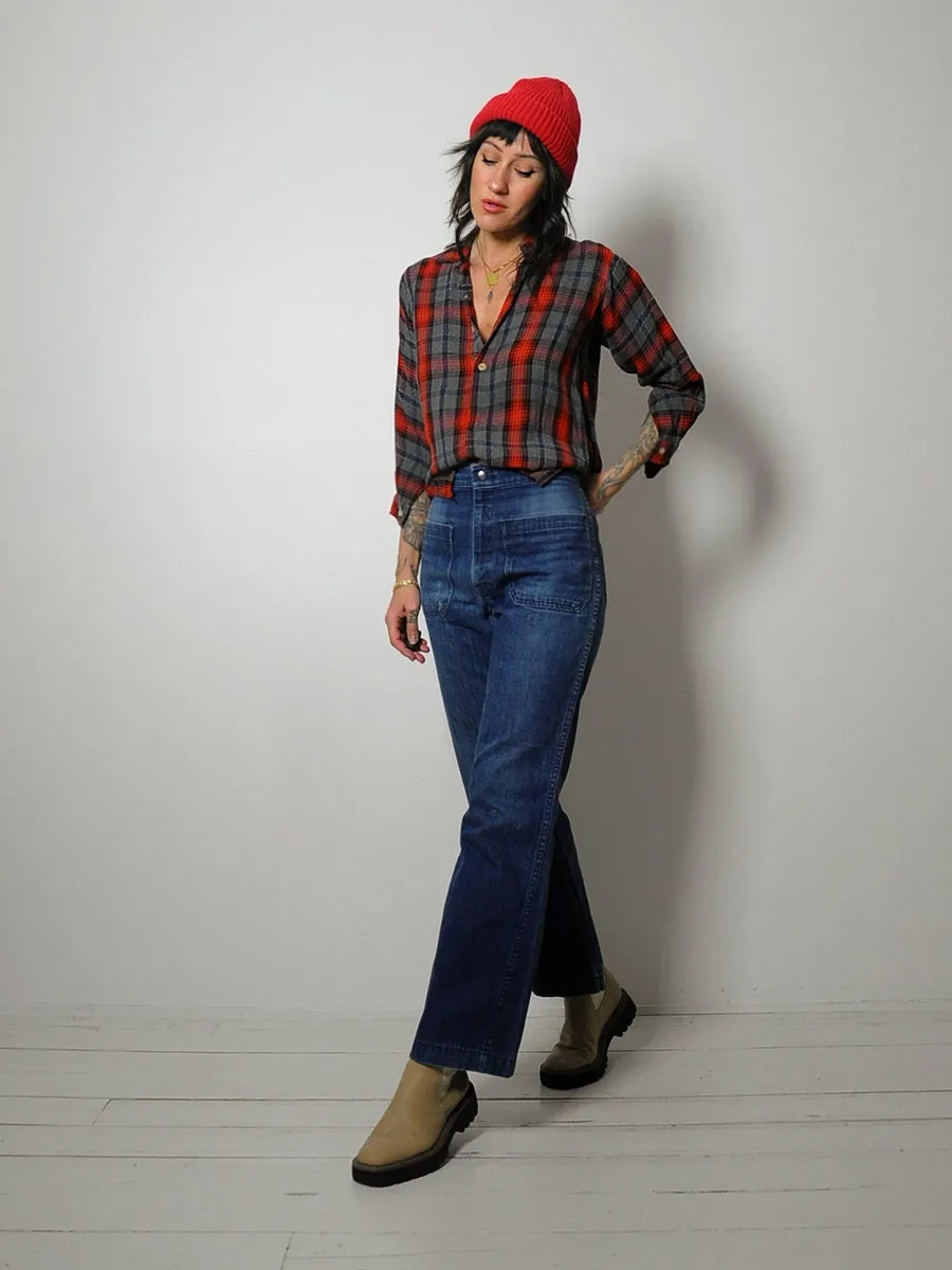 1940's Woven Tartan Plaid Shirt