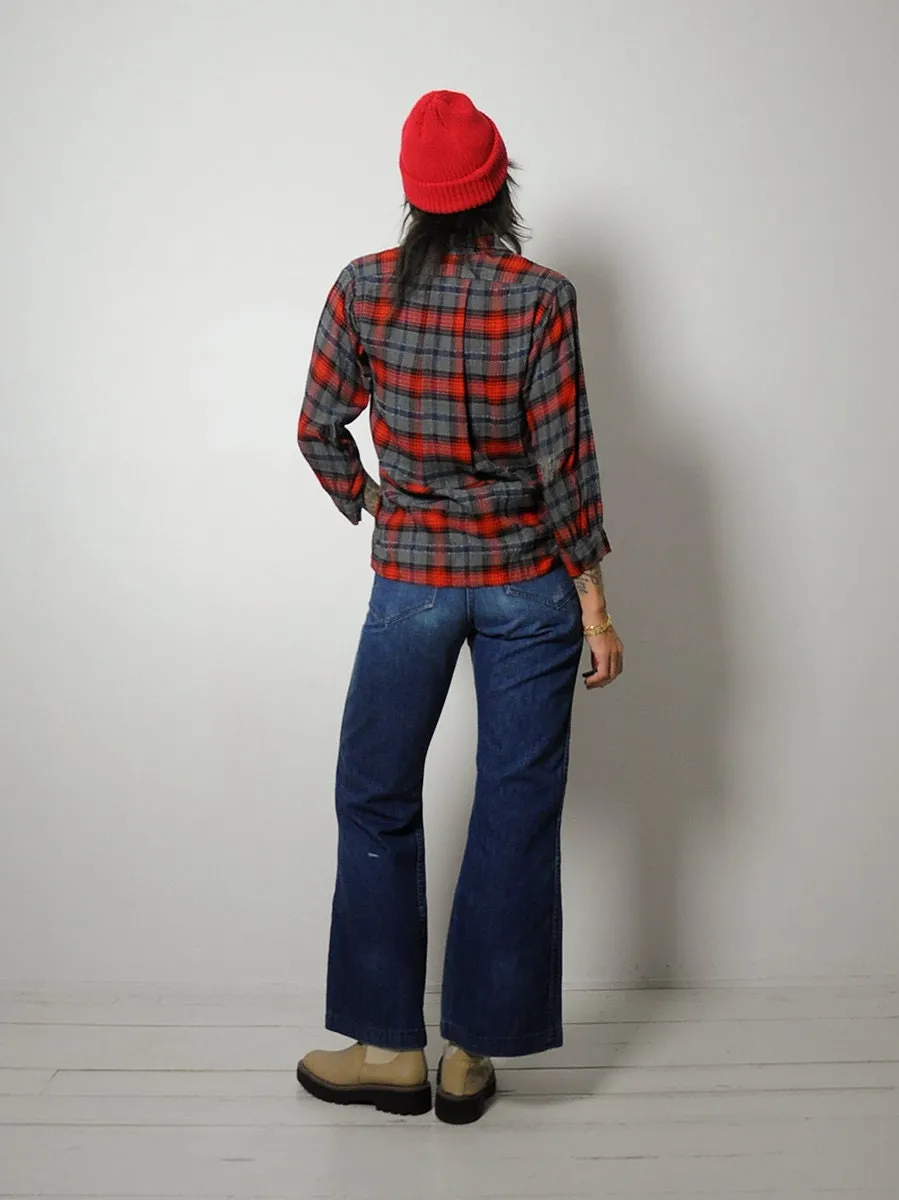 1940's Woven Tartan Plaid Shirt