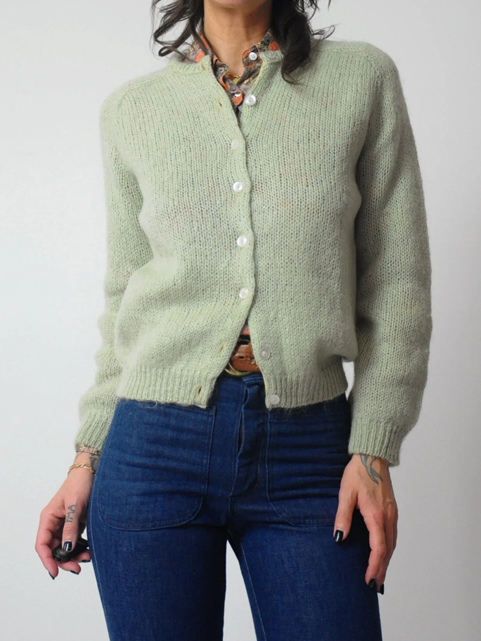 1950's Seafoam Mohair Cardigan