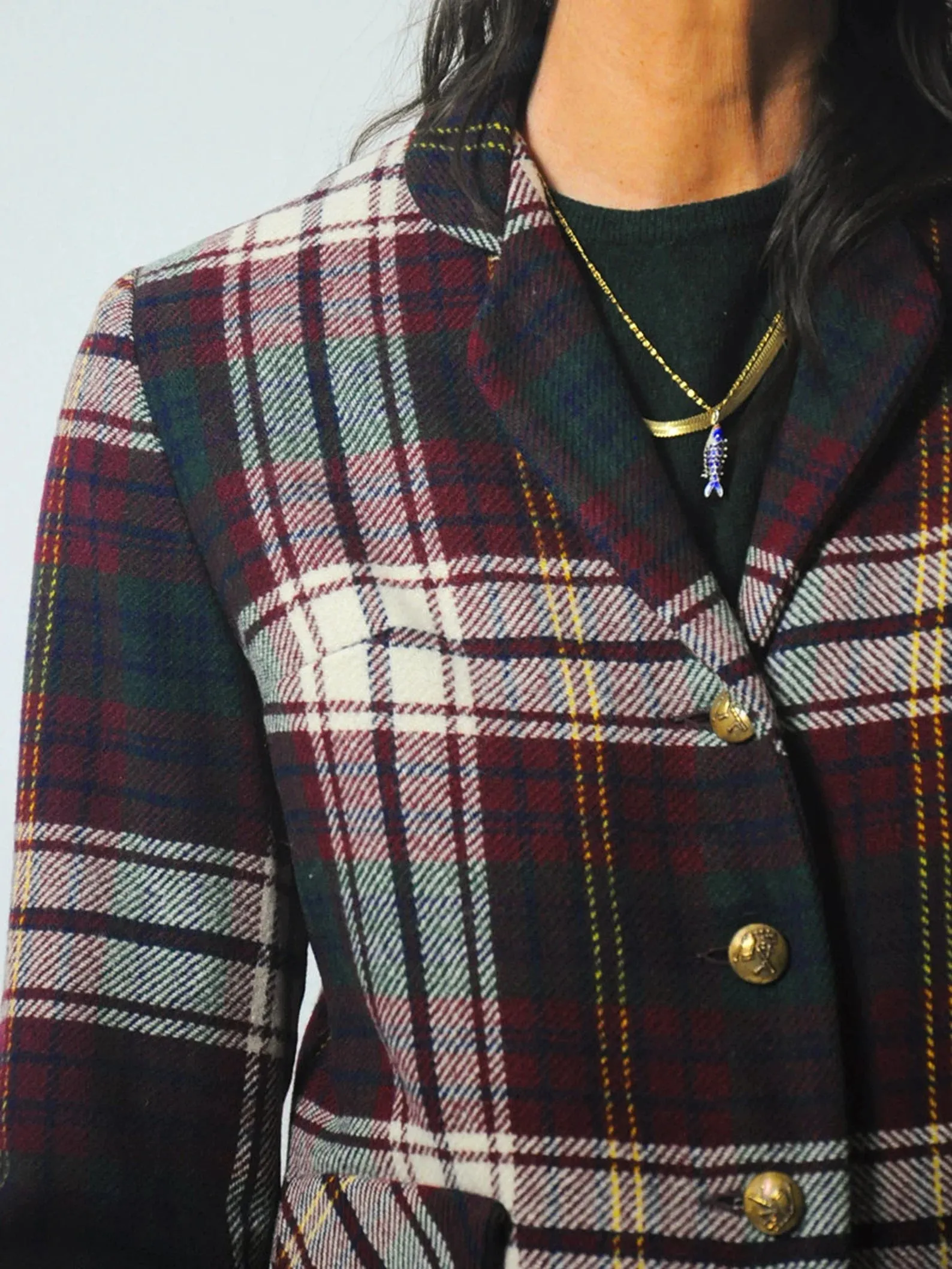 1960's Cropped Wool Plaid Blazer