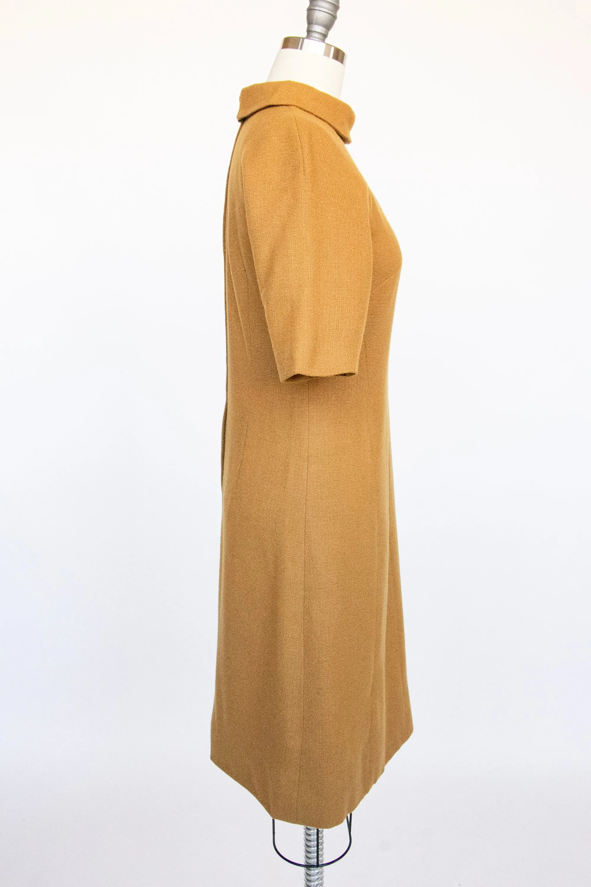 1960s Shift Dress Wool Mustard Mod S