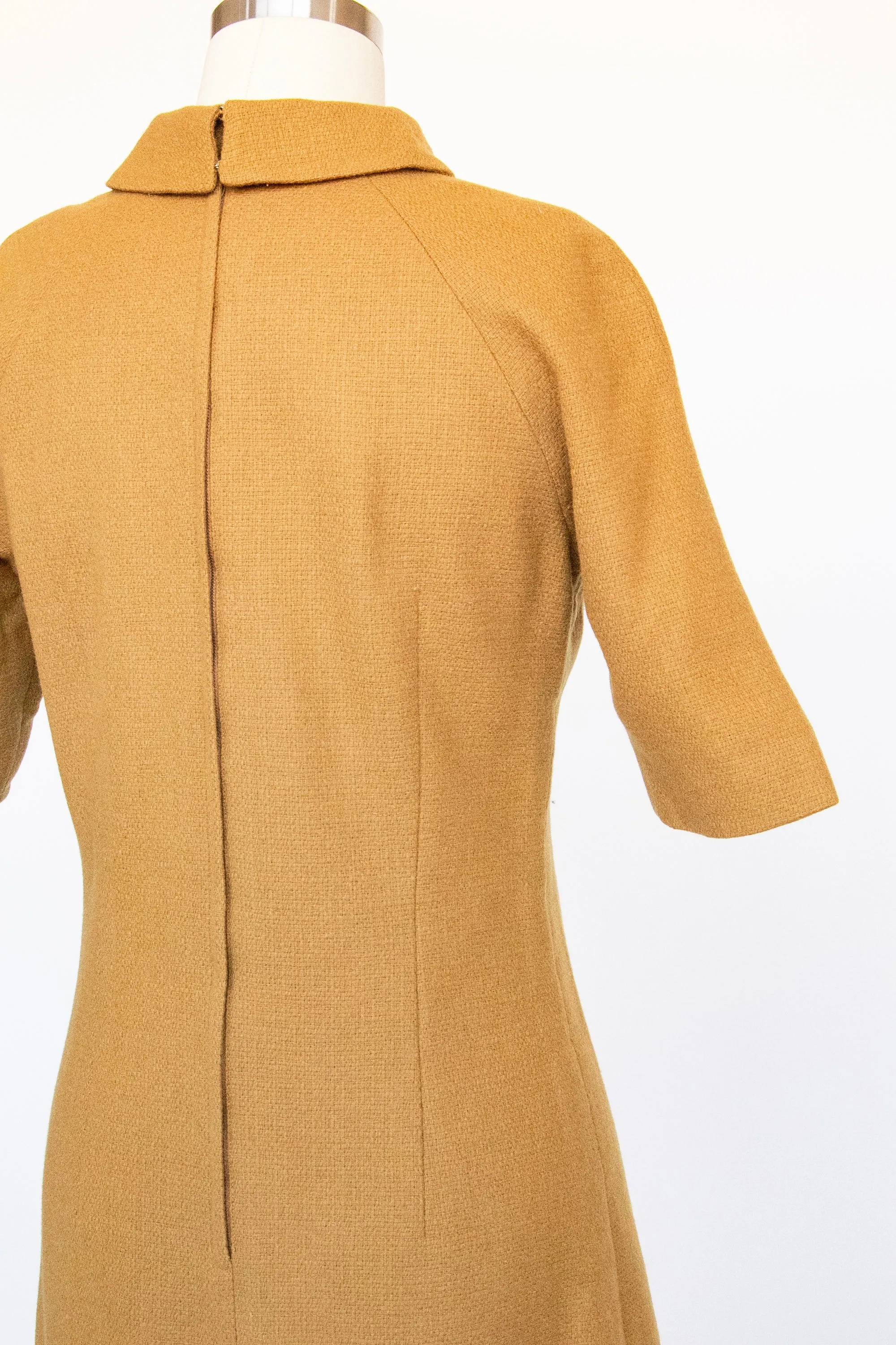 1960s Shift Dress Wool Mustard Mod S