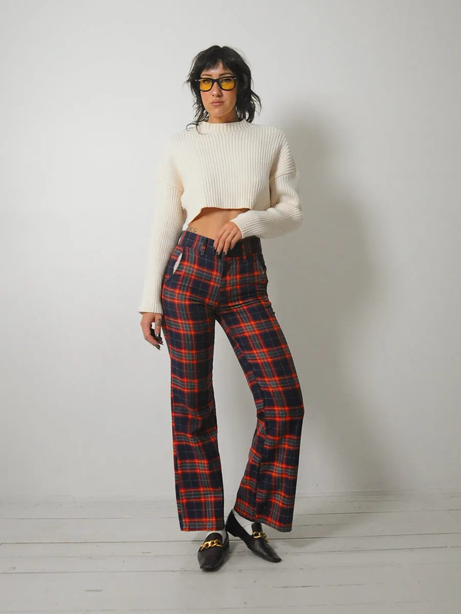 1970's Tartan Plaid Flared Pants 28x31