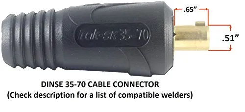 200 Amp Welding Electrode Holder Lead Assembly - Dinse 35-70 Connector - #2 AWG cable (25 FEET)