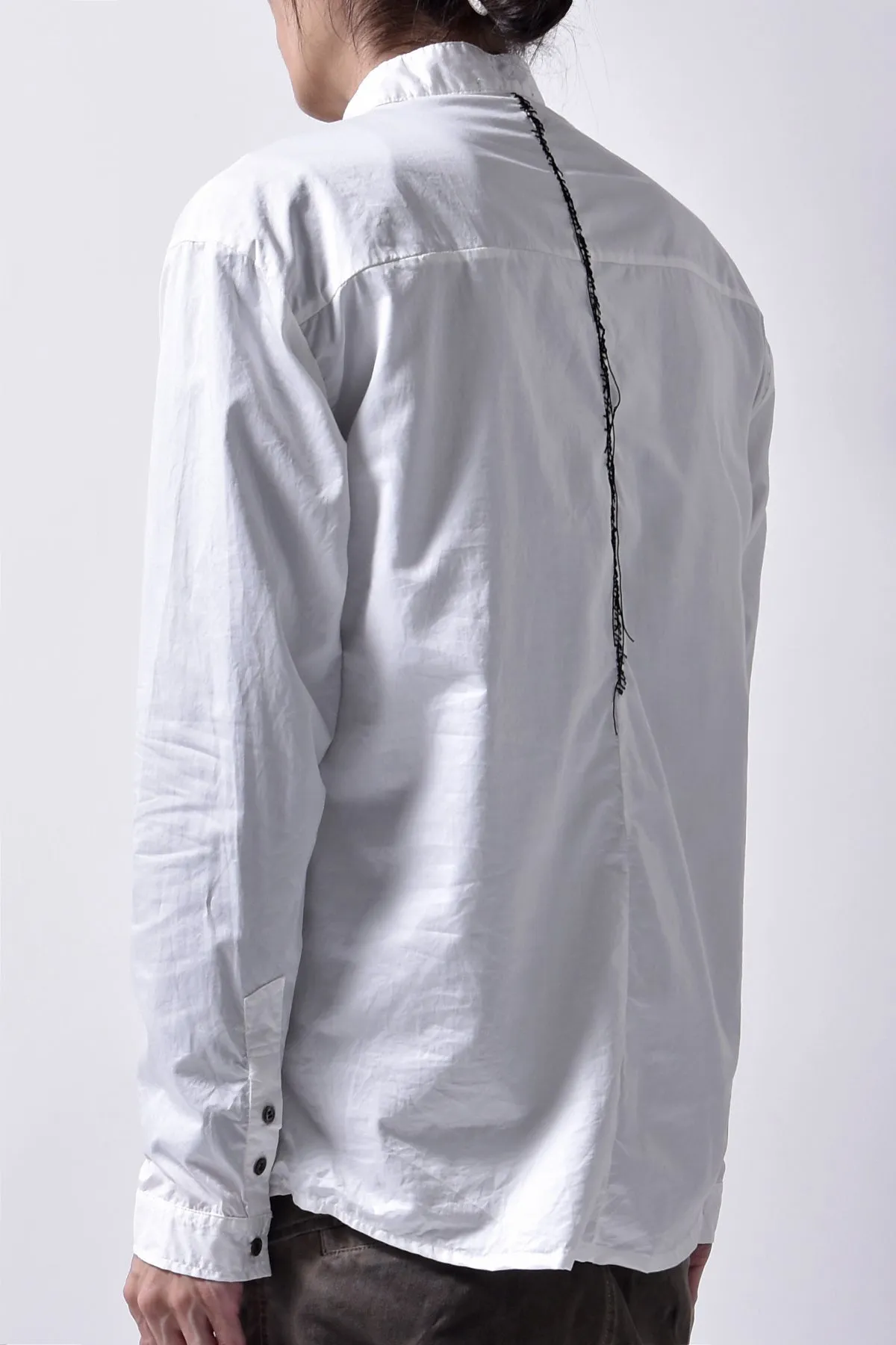 2102-SH05 Cotton Satin Stand Collar Shirt White