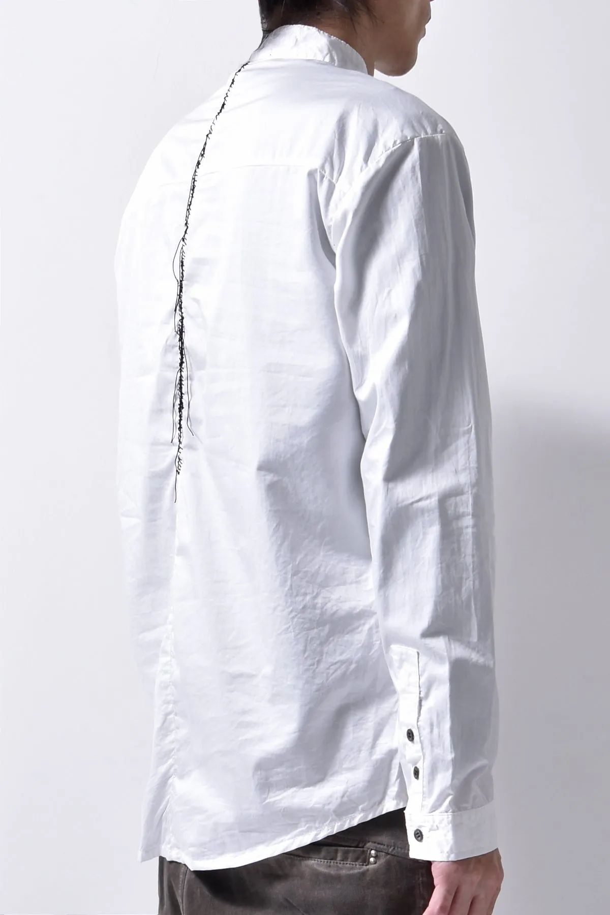 2102-SH05 Cotton Satin Stand Collar Shirt White