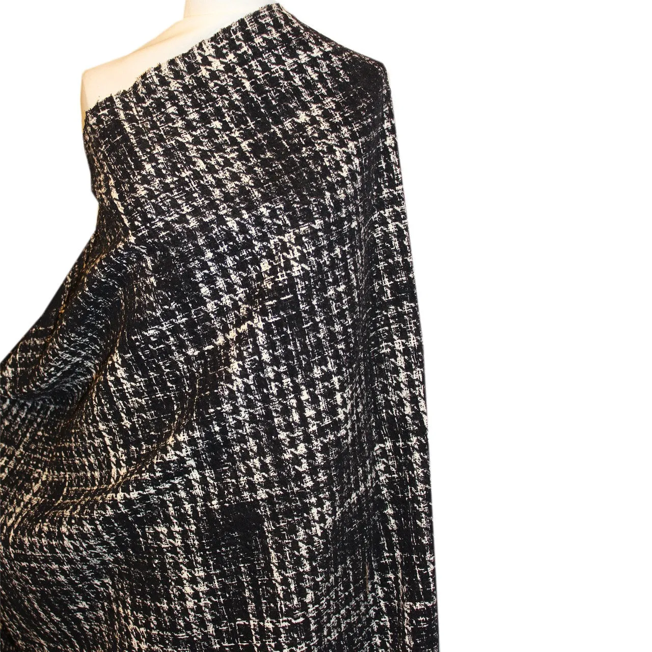 Abstract Wool Houndstooth - Black/White