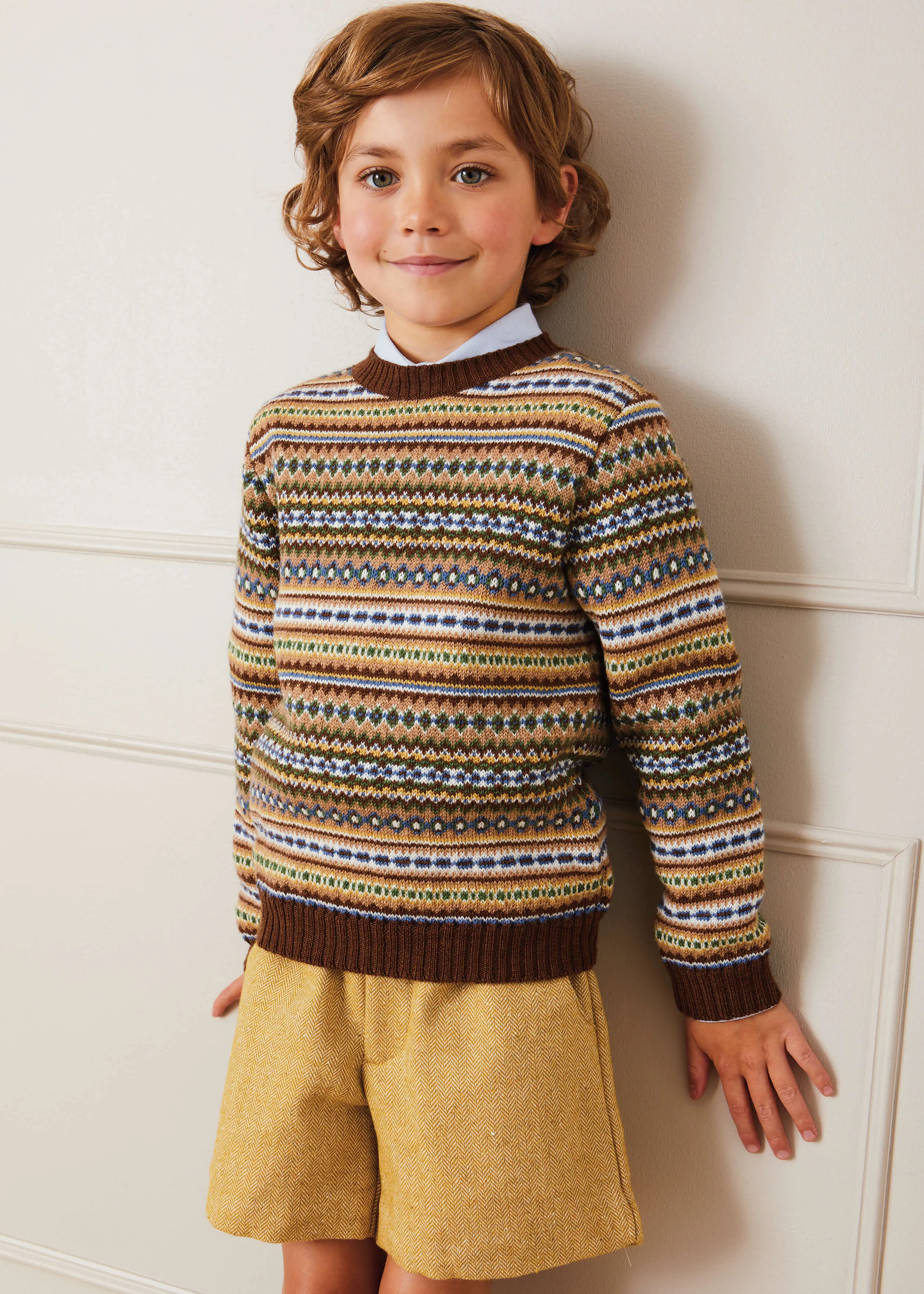 All Over Fair Isle Jumper In Oatmeal (4-10yrs)