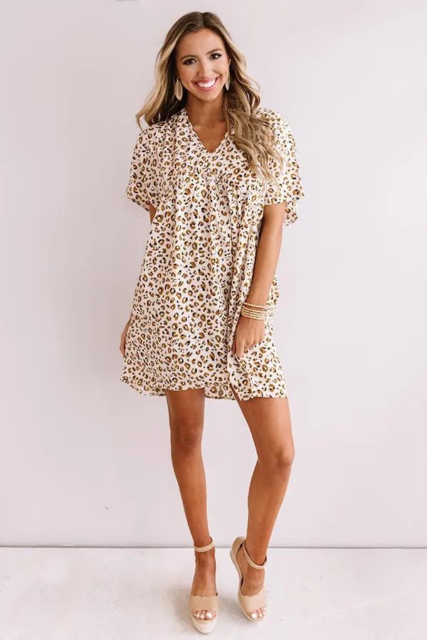 Alps And Kisses Leopard Babydoll Dress In Ivory