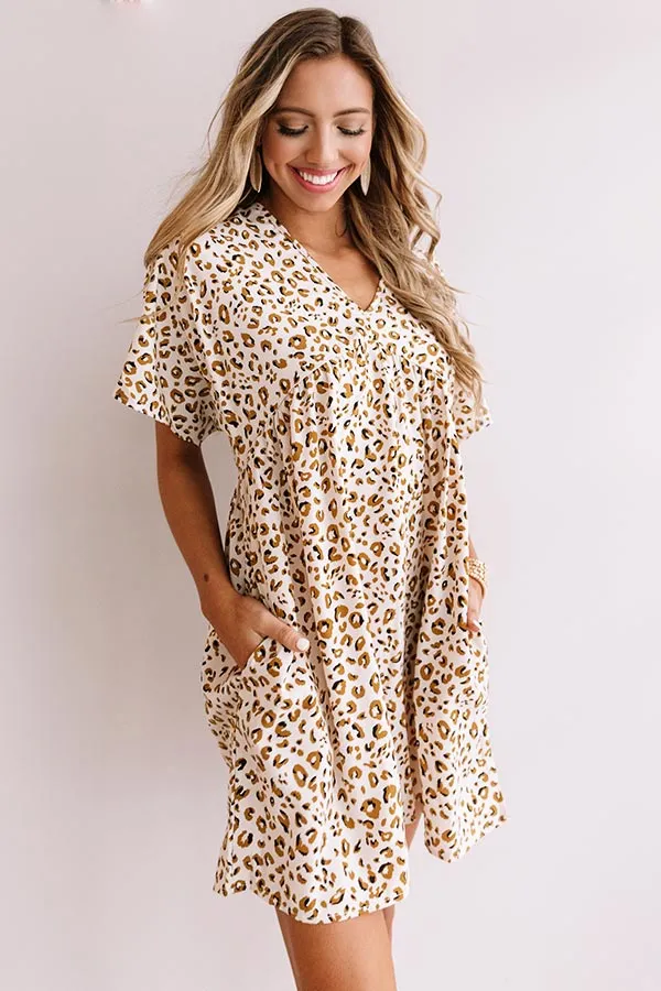 Alps And Kisses Leopard Babydoll Dress In Ivory