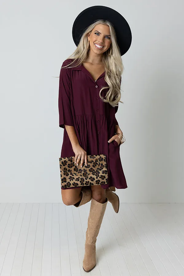 Always On Time Babydoll Tunic Dress In Maroon