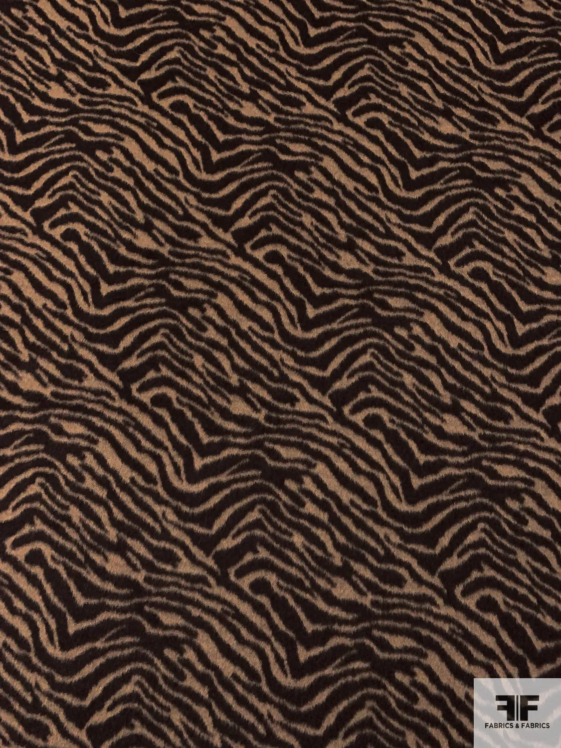 Animal Pattern Brushed Wool Blend Leightweight Coating - Tan / Brown