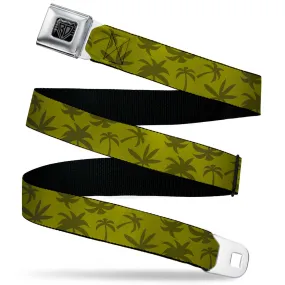 BD Wings Logo CLOSE-UP Black/Silver Seatbelt Belt - Palm Tree Silhouette4 Scattered Olive Greens Webbing