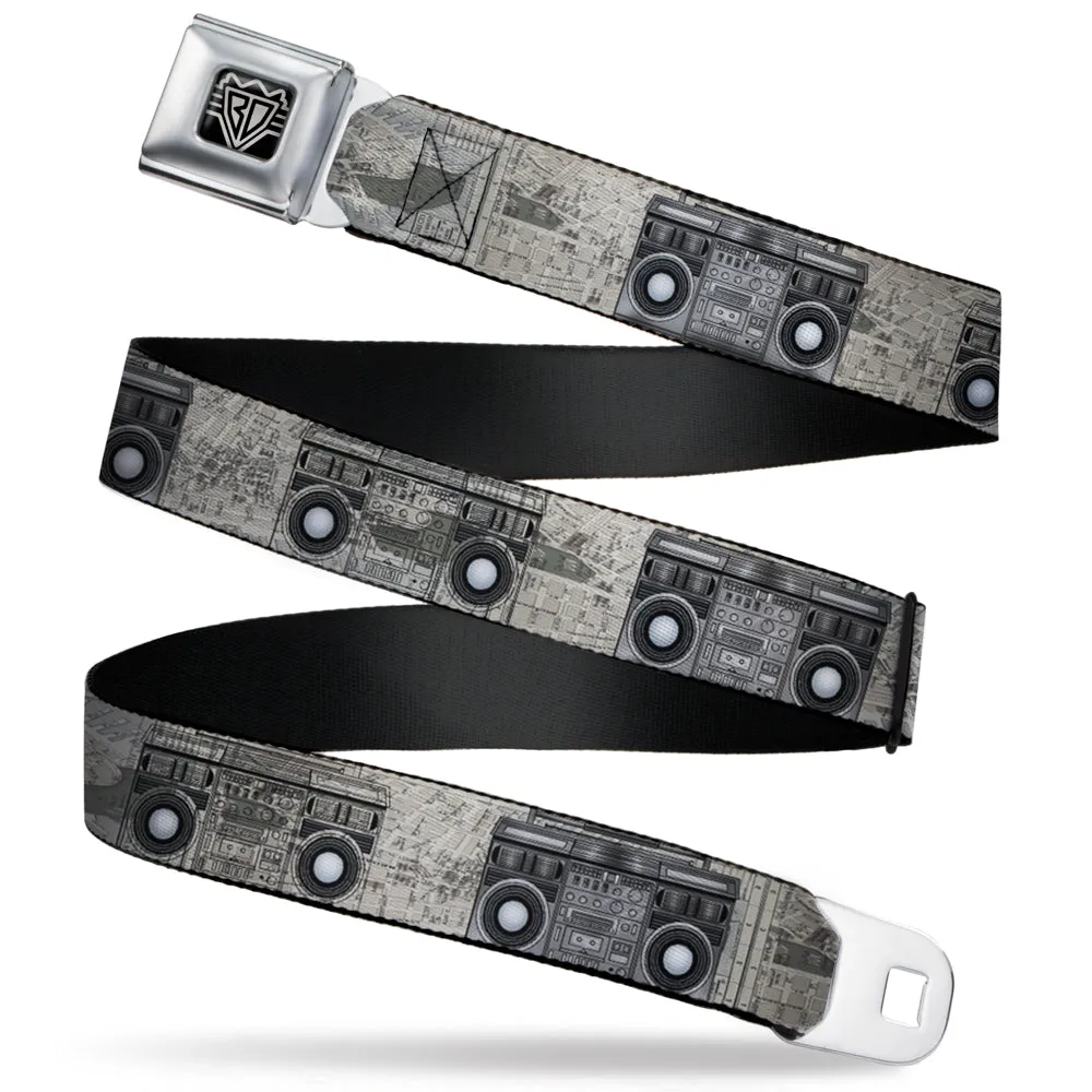 BD Wings Logo CLOSE-UP Full Color Black Silver Seatbelt Belt - Boombox Webbing