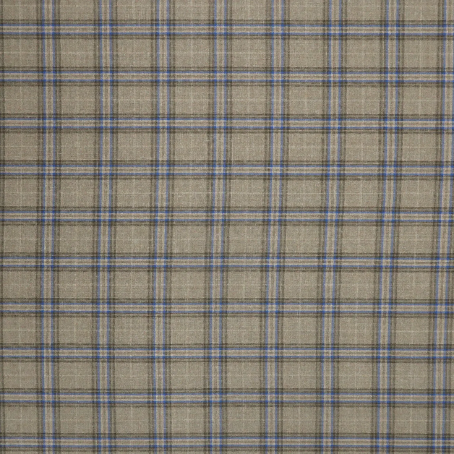 Beige and Blue Windowpane Diamond Emerald Super 130's Wool Ariston Fabric