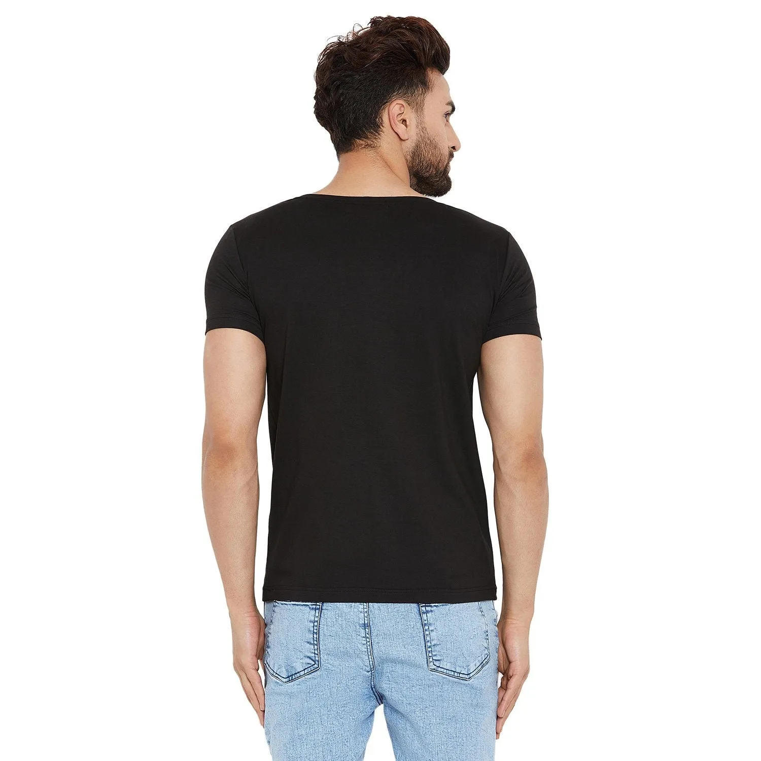 Black Deep Scoop Neck Tee