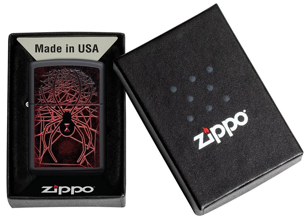 Black Matte Lighter w/ Spider Design Textured Print (fuel NOT included)