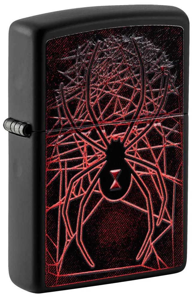 Black Matte Lighter w/ Spider Design Textured Print (fuel NOT included)