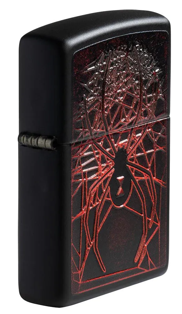 Black Matte Lighter w/ Spider Design Textured Print (fuel NOT included)