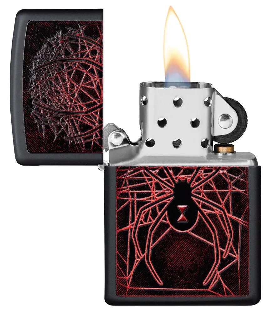 Black Matte Lighter w/ Spider Design Textured Print (fuel NOT included)