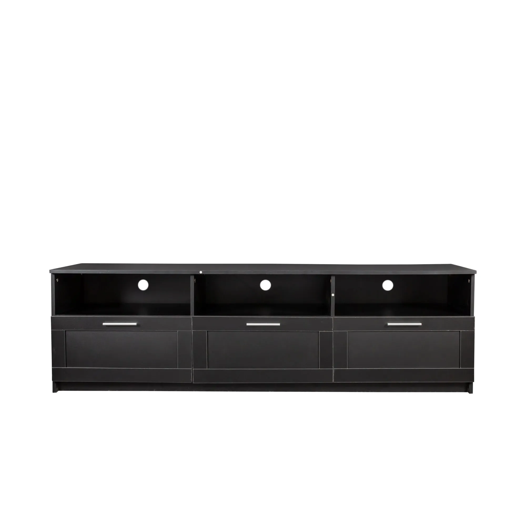 Black modern minimalist TV cabinet 80 inch TV stand, open locker Living Room Bedroom