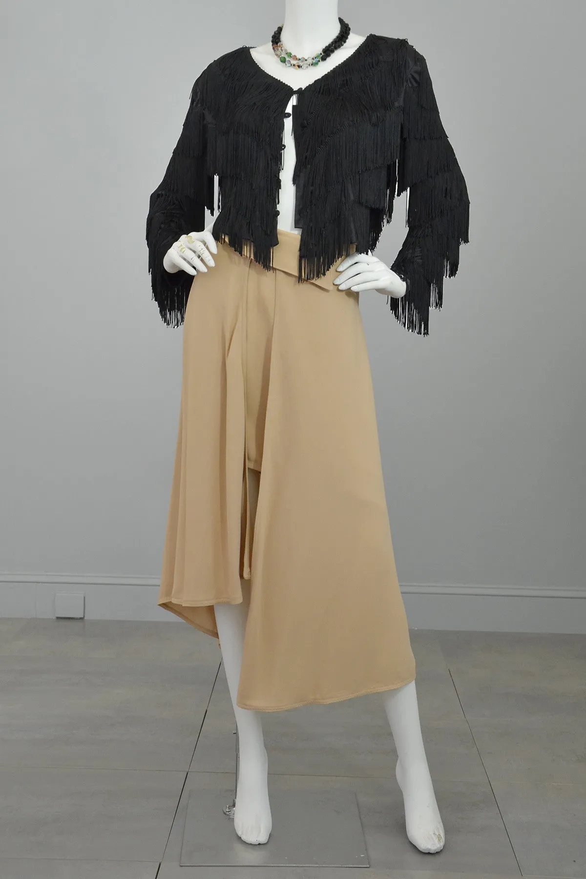 Black Silky Fringe Cropped Jacket -  Reserved