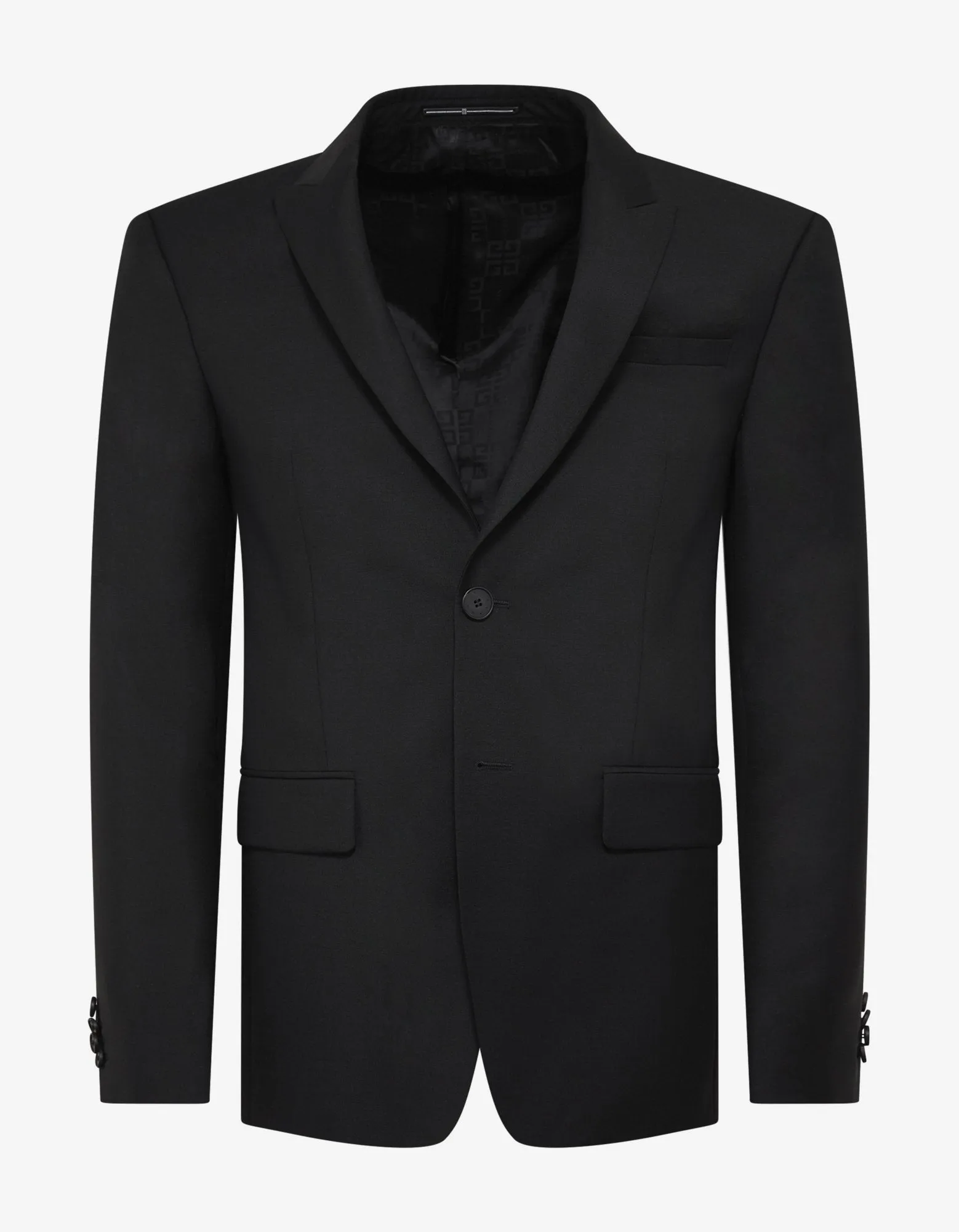 Black Single-Breasted Wool-Blend Suit