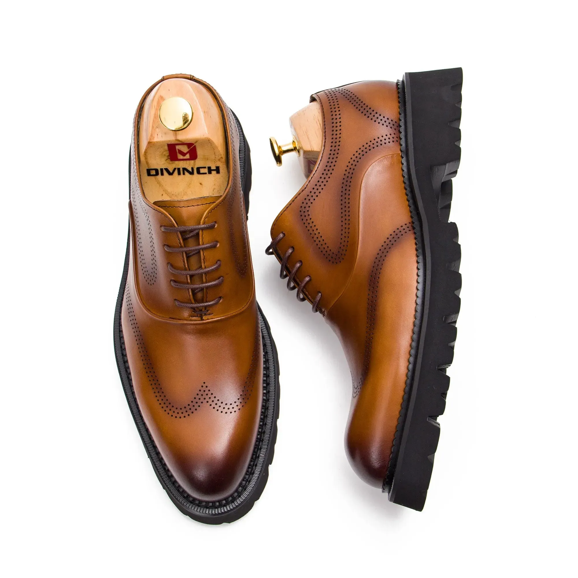 Black thick sole oxford shoes