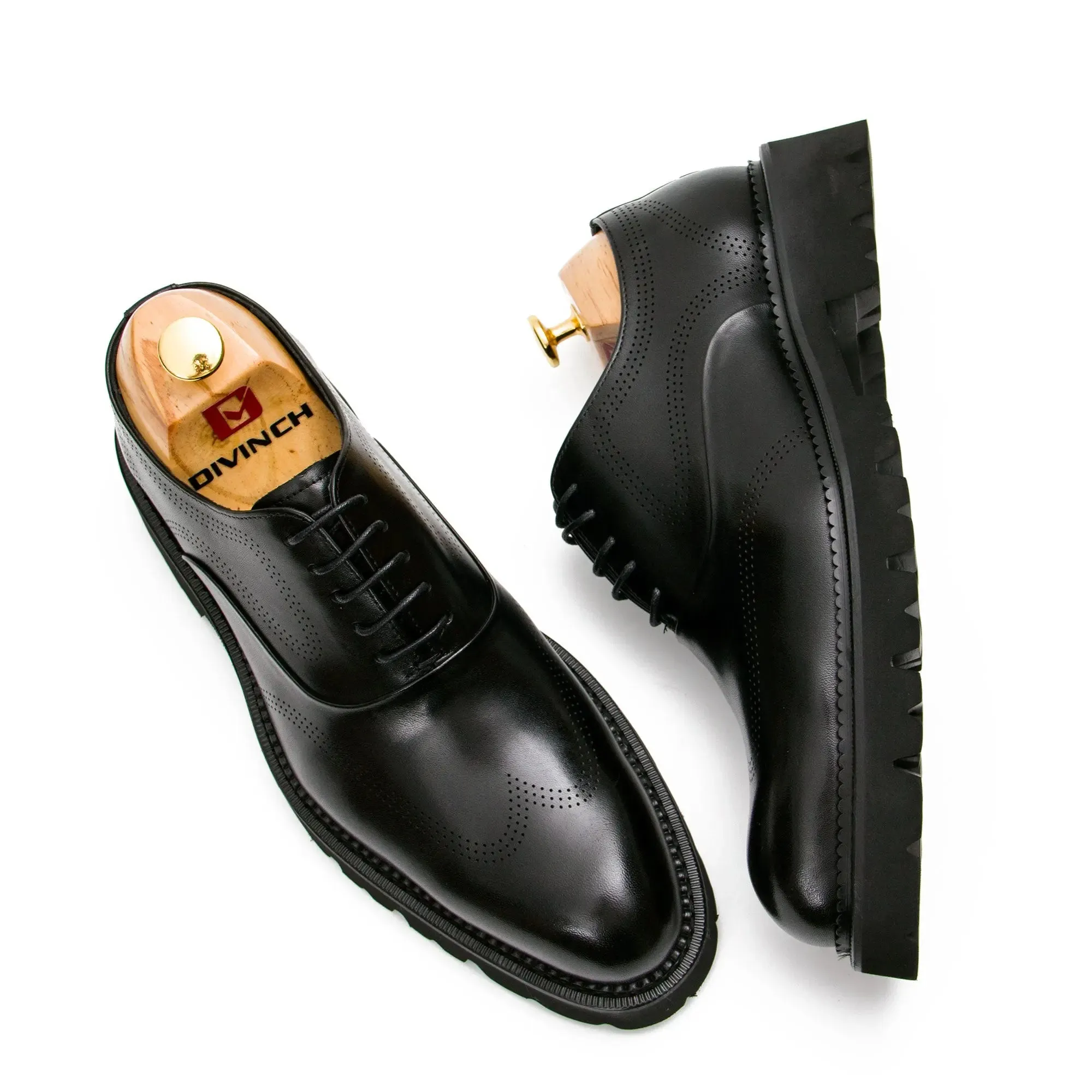 Black thick sole oxford shoes