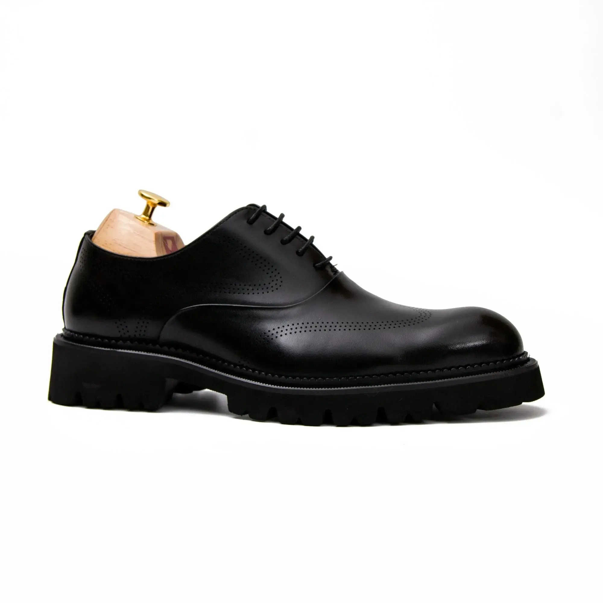 Black thick sole oxford shoes