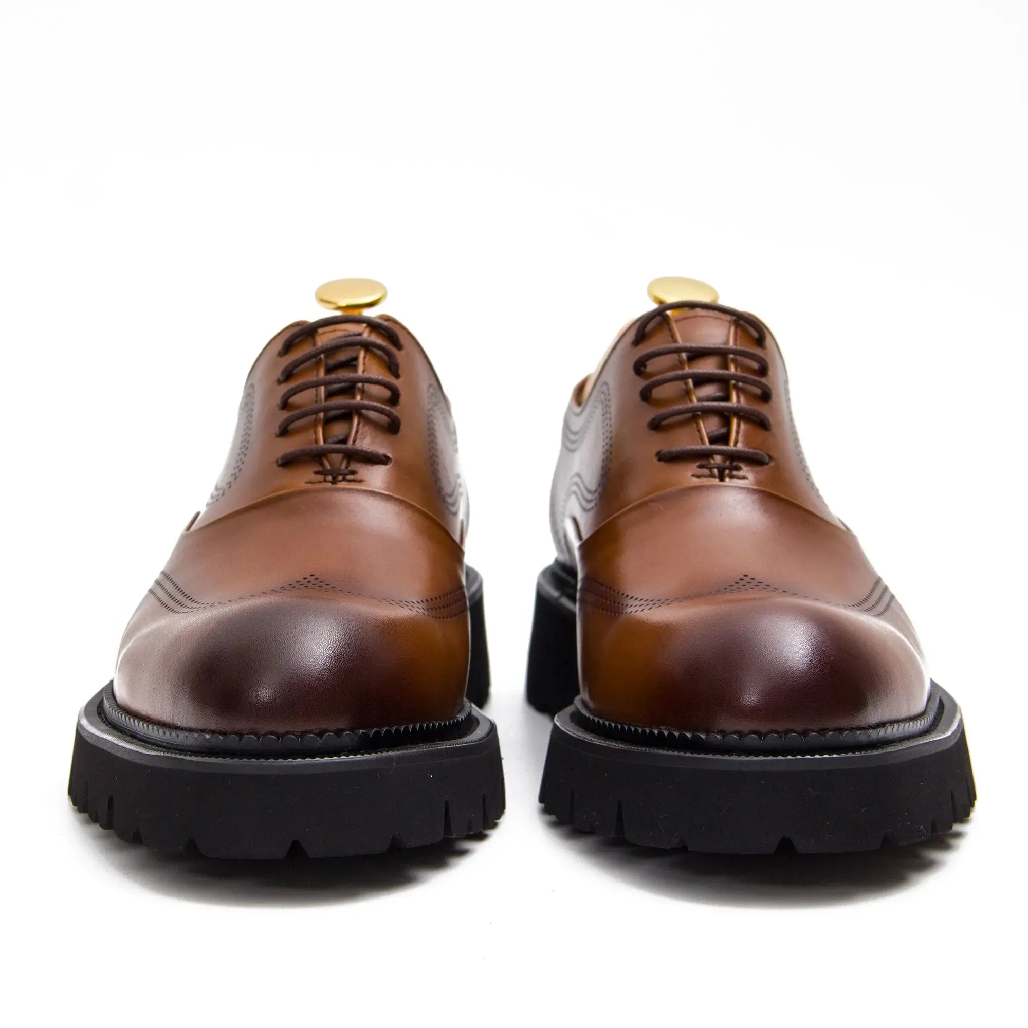 Black thick sole oxford shoes