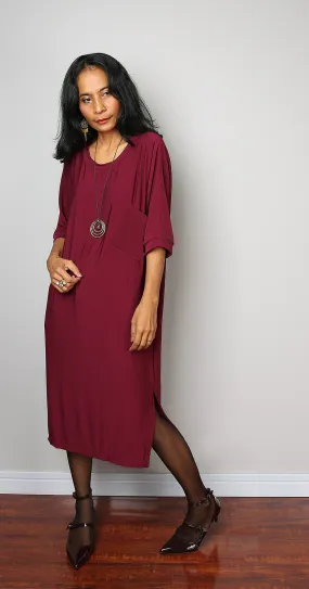 Burgundy Dress - Burgundy Mid Length Dress : Street Soul Collection No.1