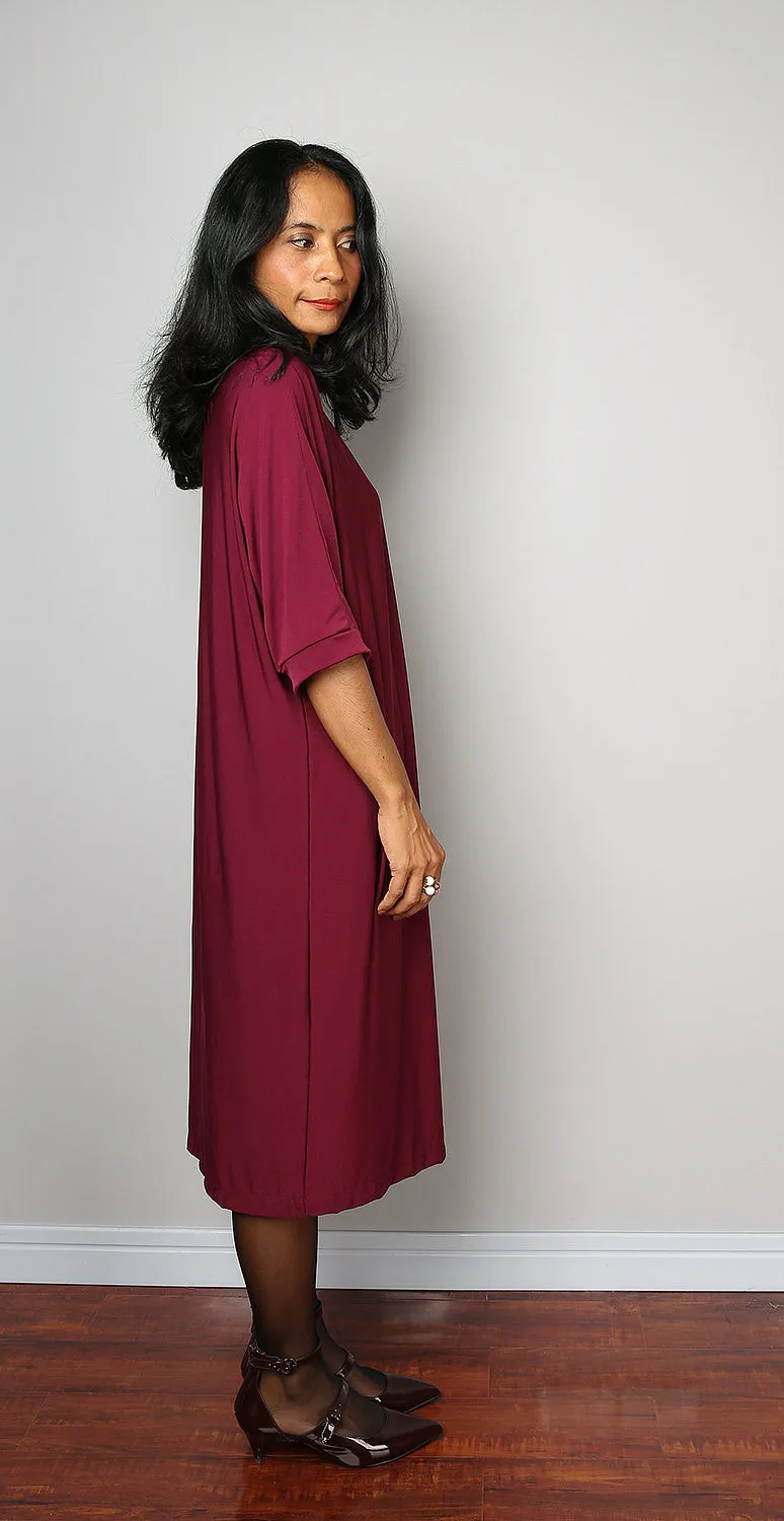 Burgundy Dress - Burgundy Mid Length Dress : Street Soul Collection No.1