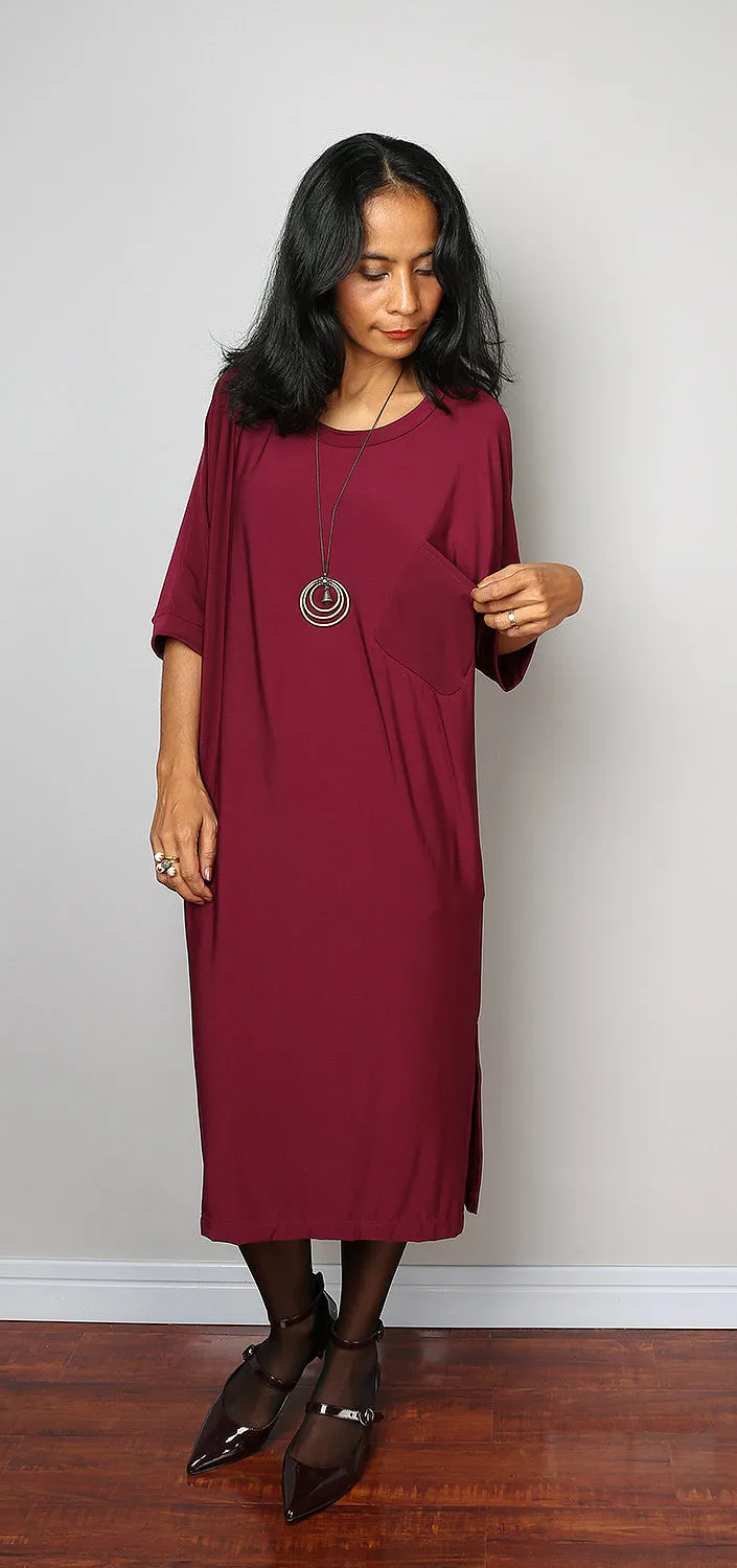 Burgundy Dress - Burgundy Mid Length Dress : Street Soul Collection No.1