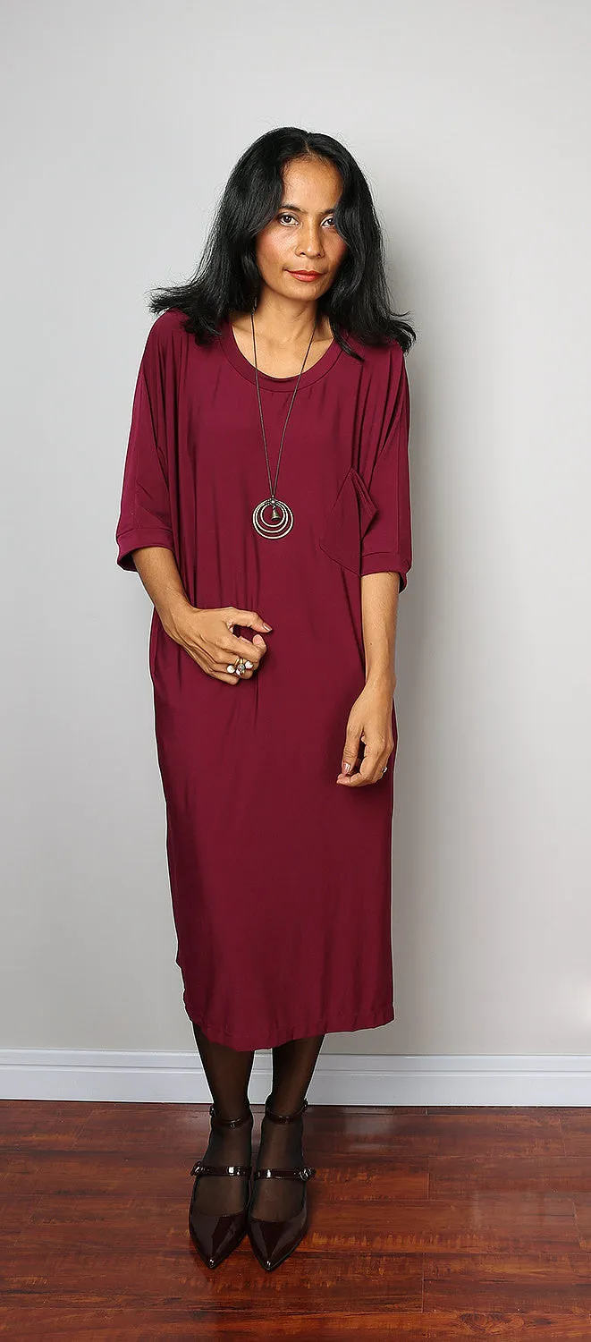 Burgundy Dress - Burgundy Mid Length Dress : Street Soul Collection No.1