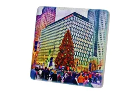 Campus Martius Christmas Tree Porcelain Tile Coaster