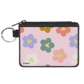 Canvas Zipper Wallet - MINI X-SMALL - Mickey Mouse Ears Icon Flowers Pink/Multi Pastel by Buckle-Down