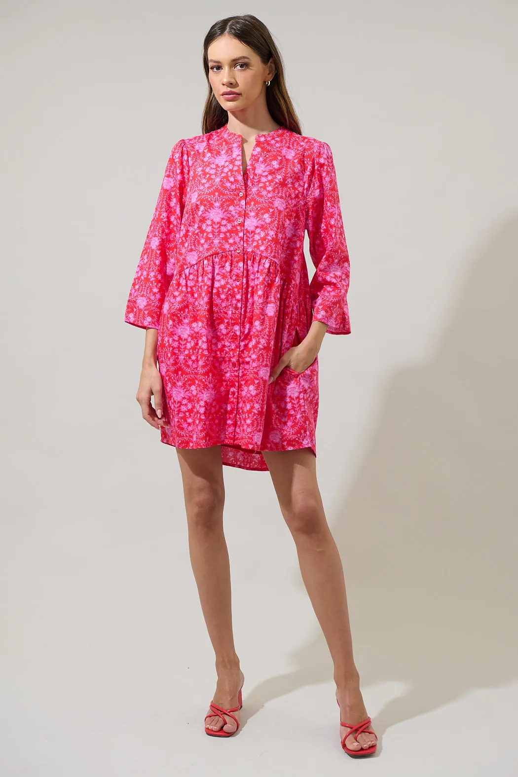 Cecy Floral Brie Button Down Dress