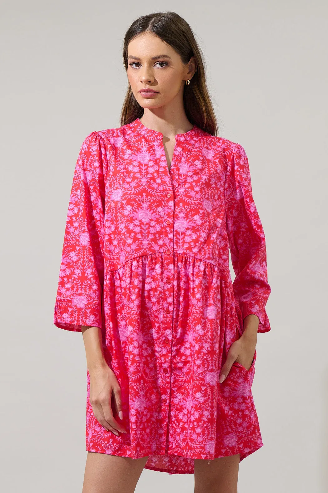 Cecy Floral Brie Button Down Dress