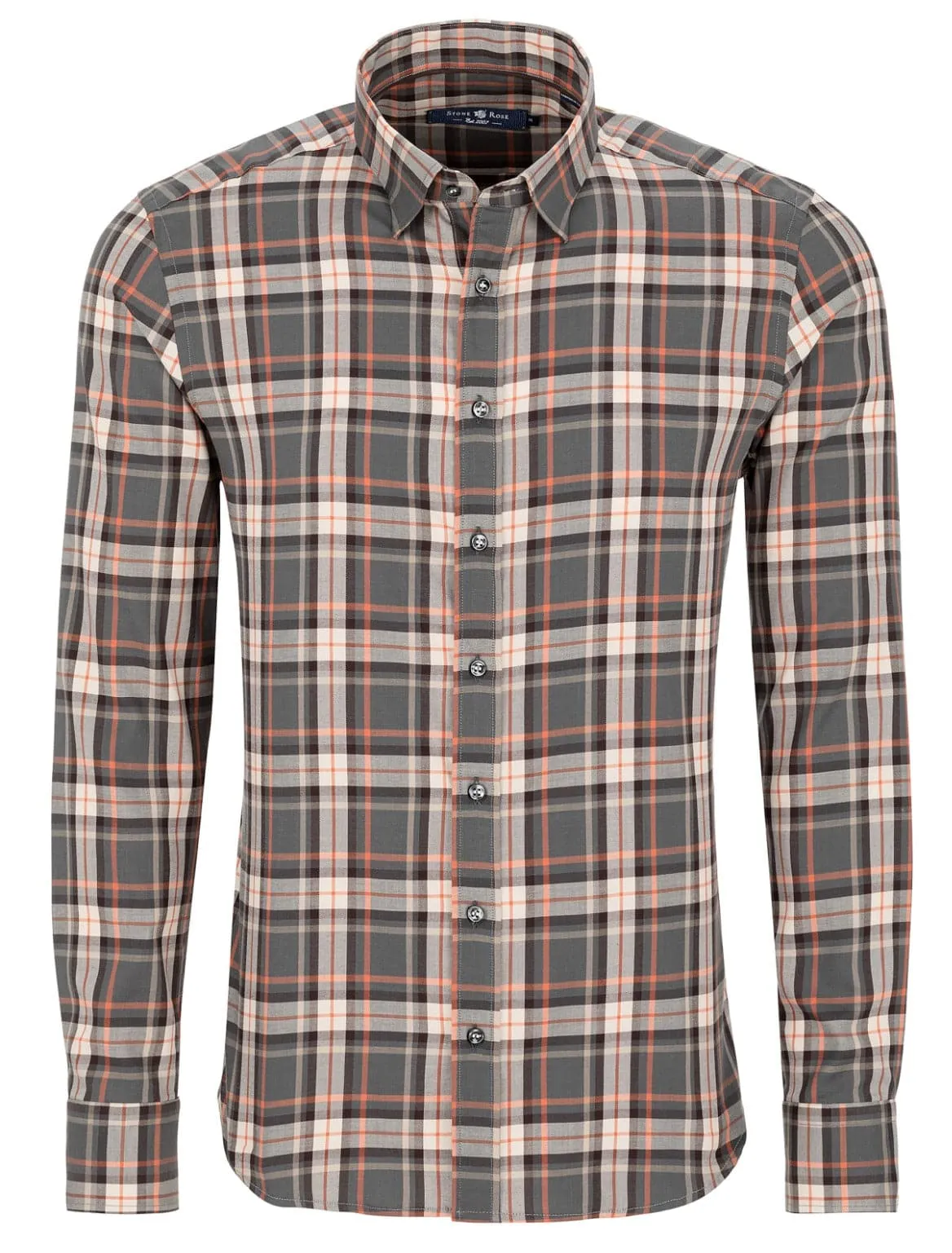 Charcoal Lyocell Plaid Long Sleeve Shirt