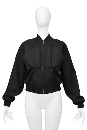 COMME DES GARCONS BLACK PADDED PINSTRIPE JACKET 2010