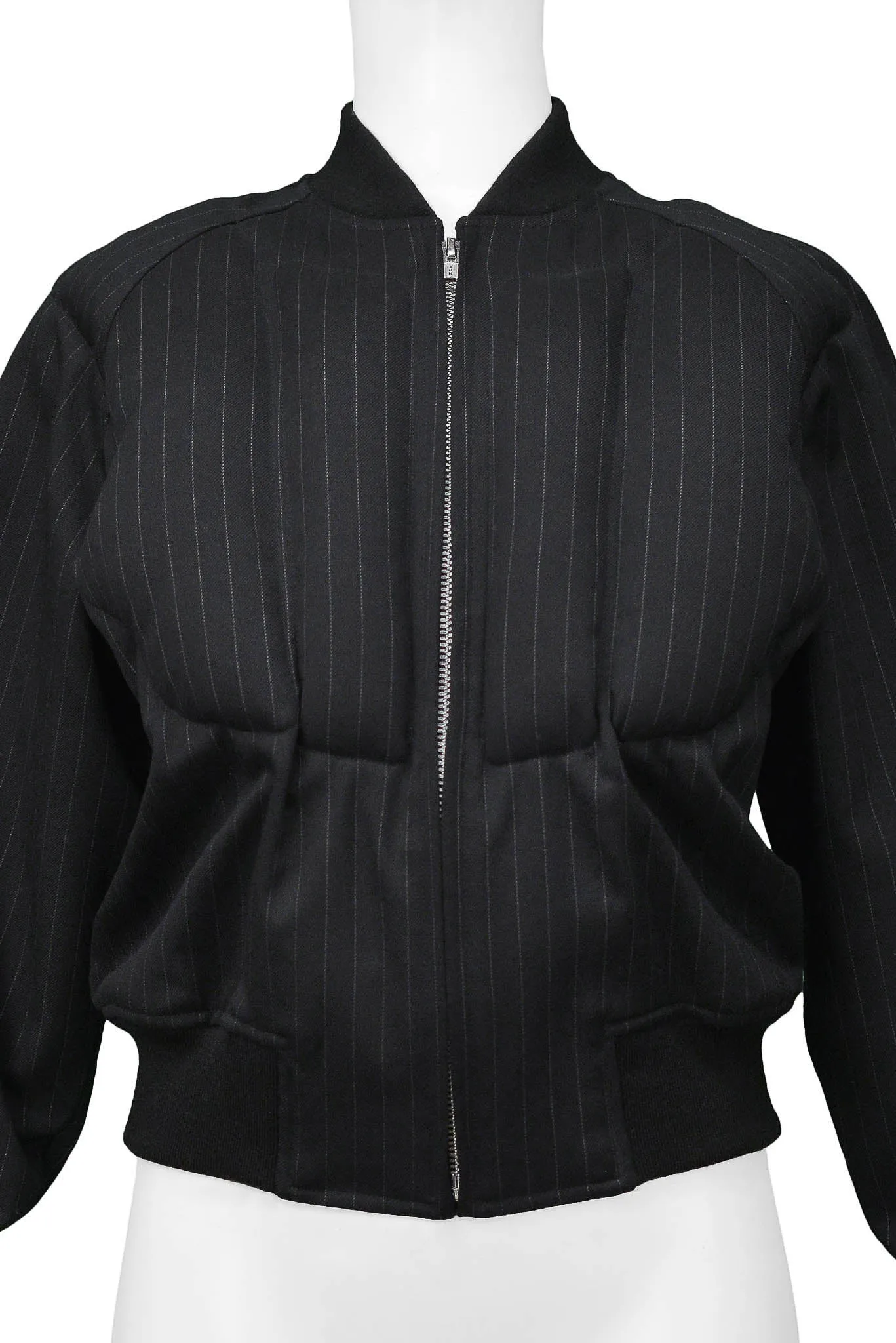 COMME DES GARCONS BLACK PADDED PINSTRIPE JACKET 2010