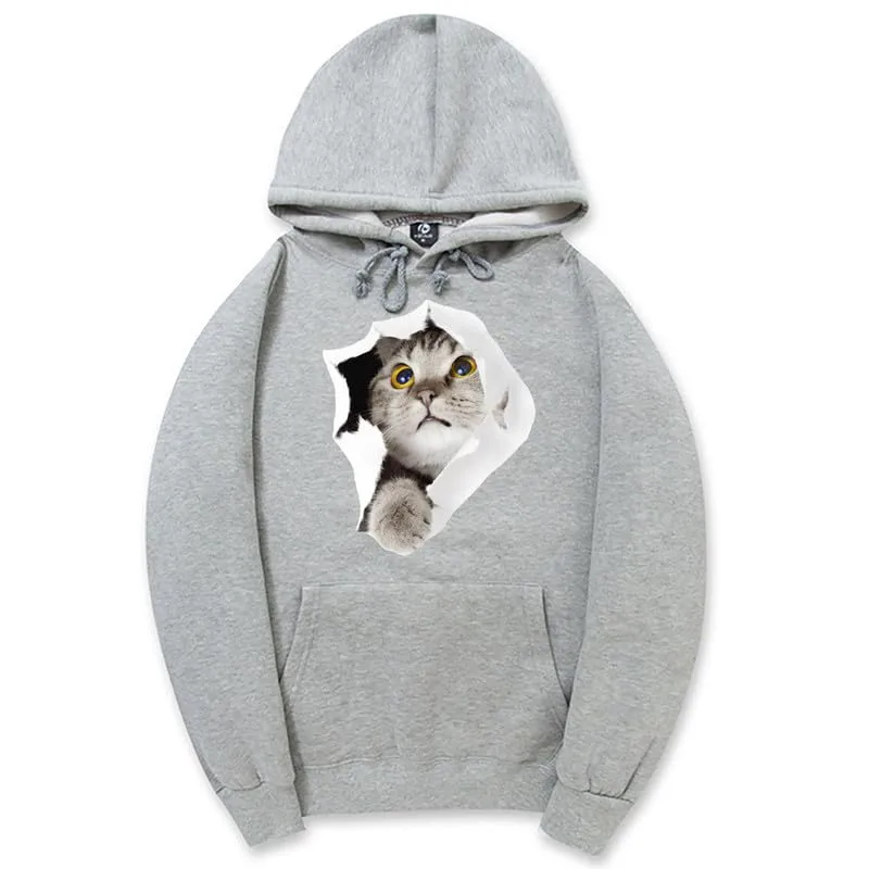 CORIRESHA Cat Lovers Hoodie Casual Long Sleeve Drawstring Teen Cute Sweatshirt Kangaroo Pocket