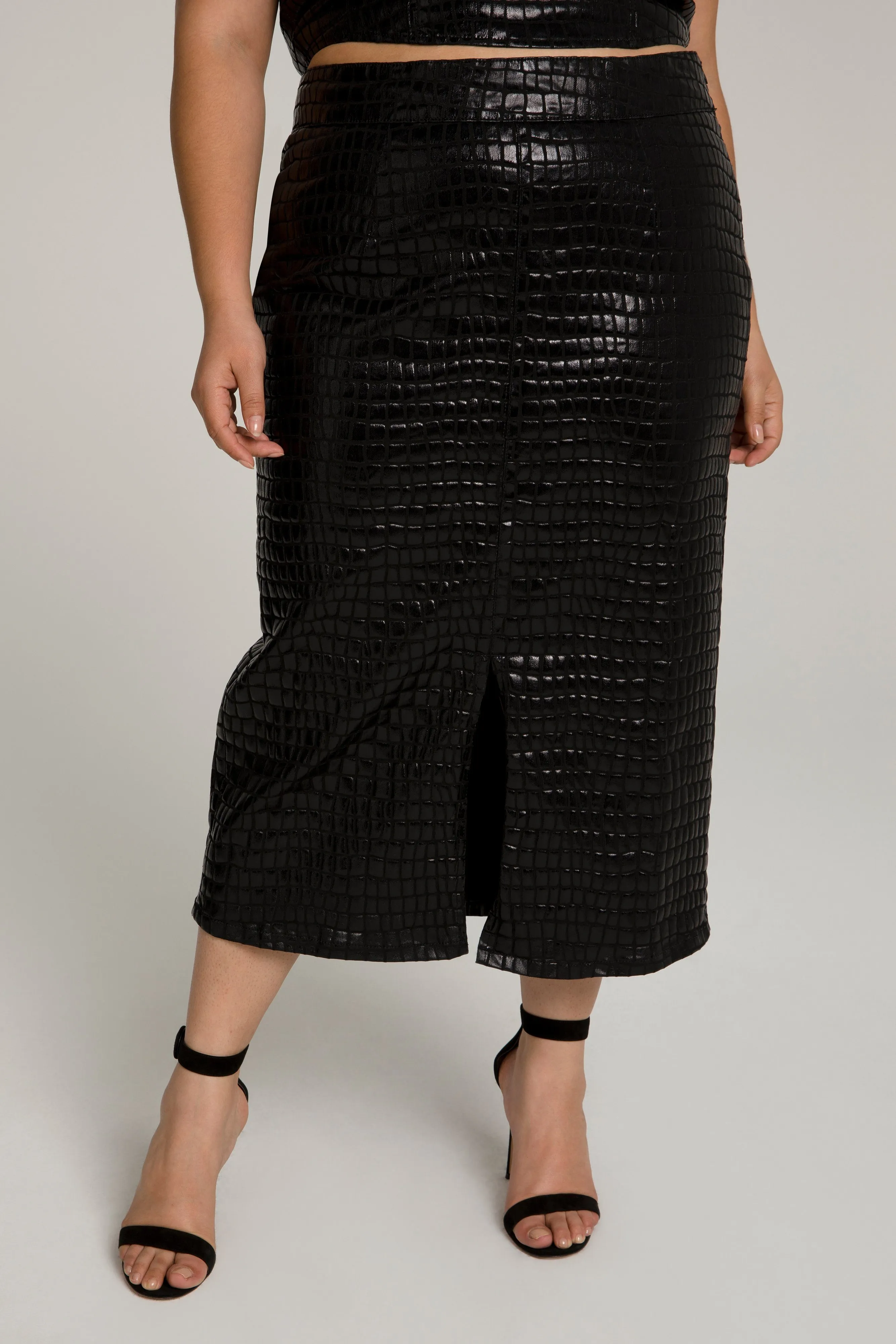 CROC POWER PENCIL SKIRT | BLACK CROC001