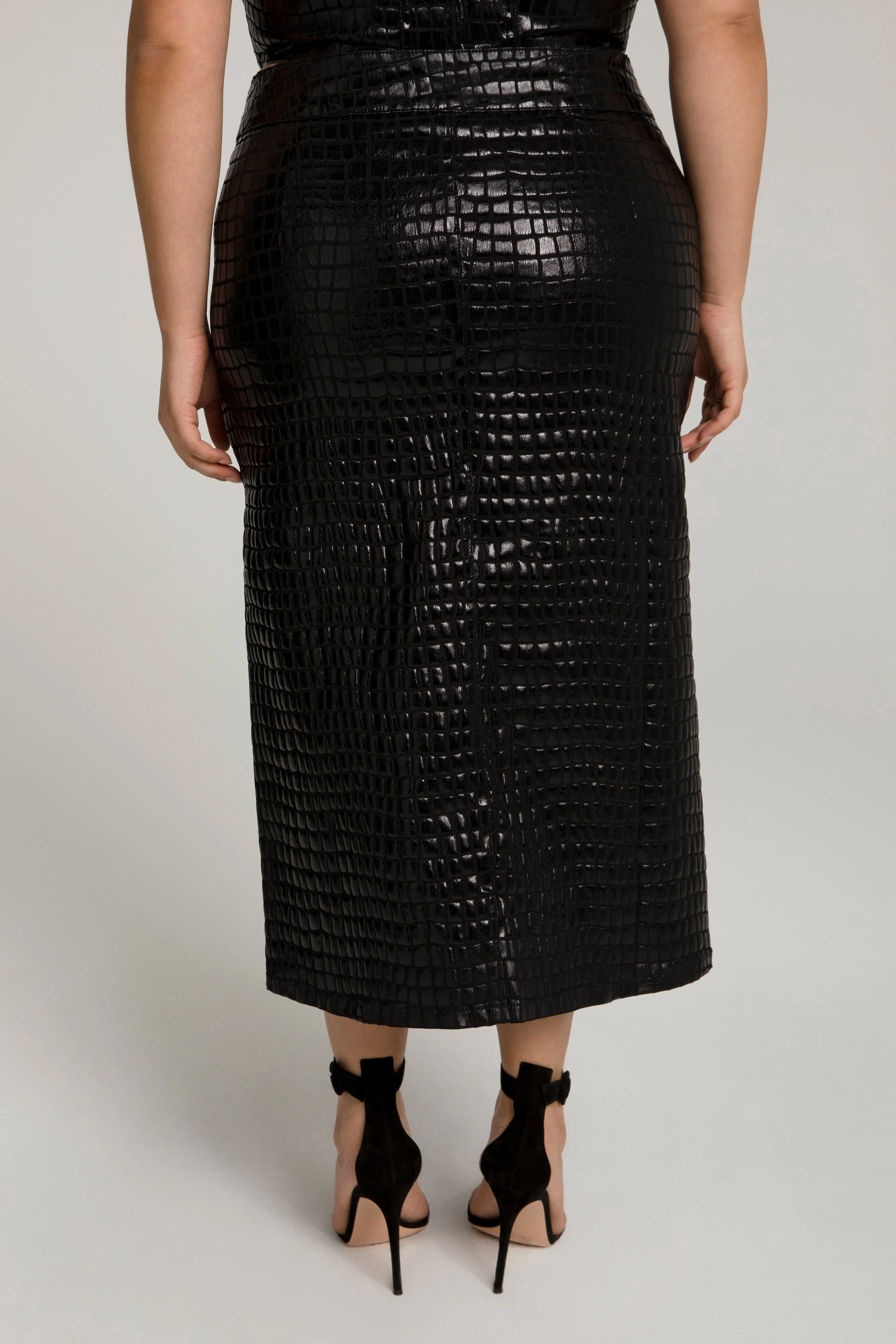 CROC POWER PENCIL SKIRT | BLACK CROC001