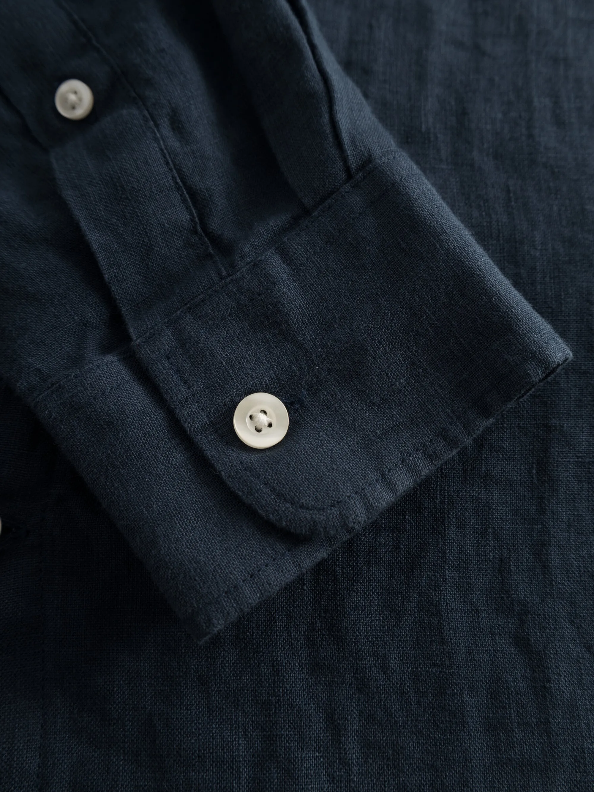 Custom fit linen stand collar shirt - Total Eclipse