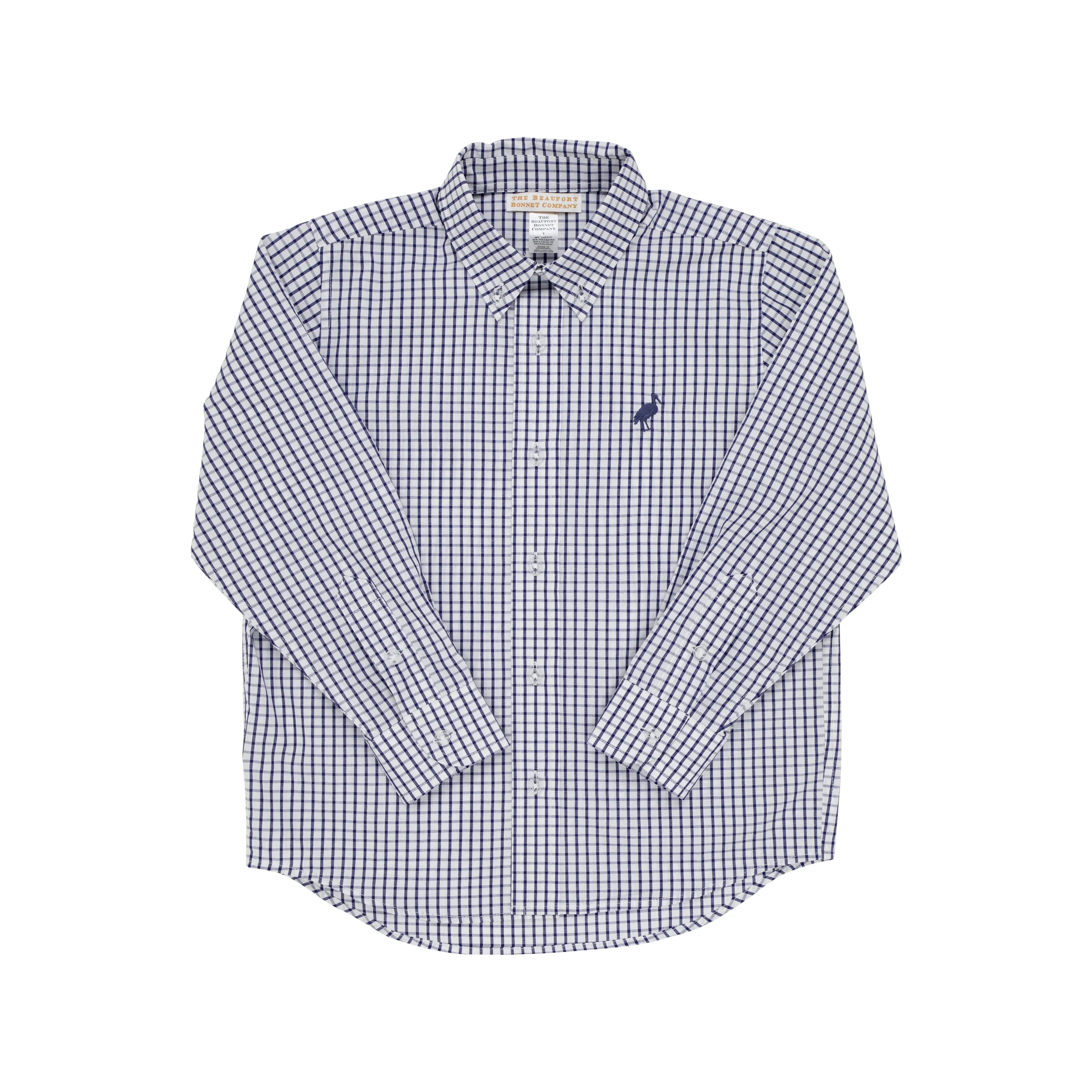 Dean's List Dress Shirt - Nantucket Navy Windowpane with Nantucket Navy Stork