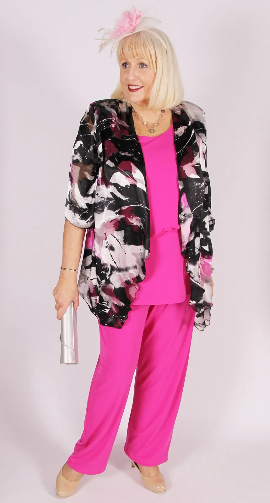 Deluxe Silk Waterfall Jacket Cerise