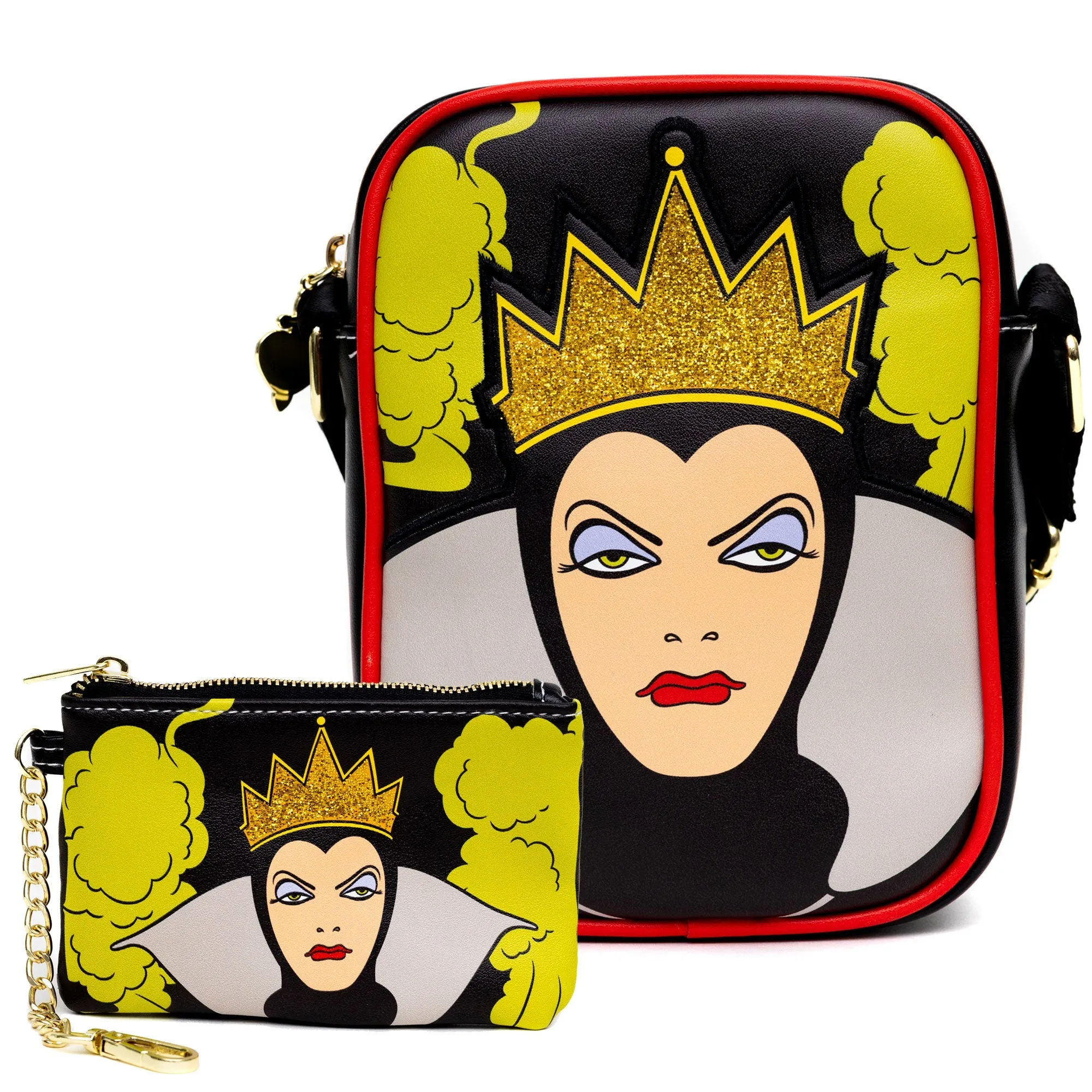 Disney Bag and Wallet Combo, Snow Whites Evil Queen Cauldron Pose Close Up, Vegan Leather